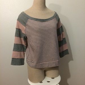 Pink Gray Free People shirt - size S (NWT)